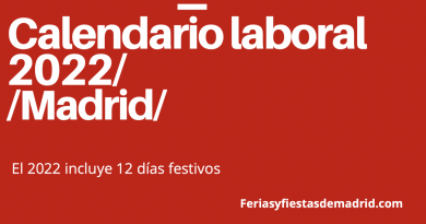 calendario madrid - calendario laboral madrid - calendario 2022 - dias festivos madrid